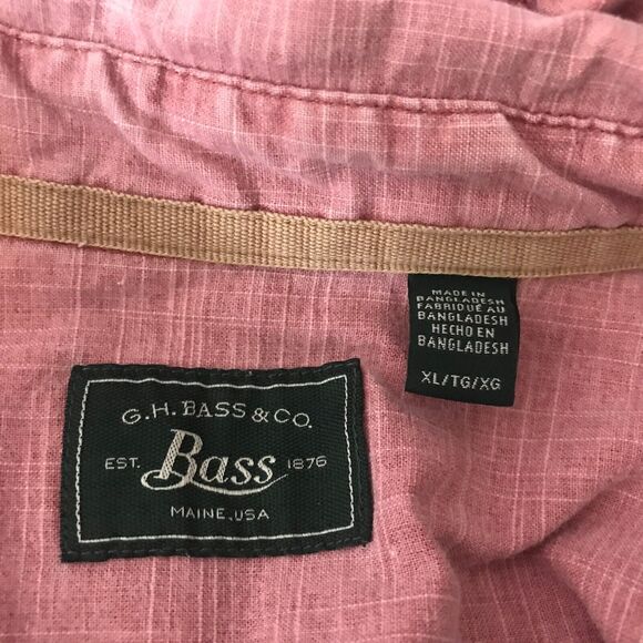 G. H. Bass Shirt Mens XL Red Washed Short Sleeve Button Down Cotton Casual - Picture 4 of 10